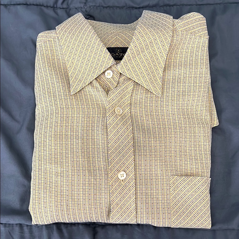 Bugatchi Yellow Print Casual Button Down Shirt Size L